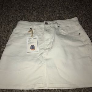 White denim skater skirt